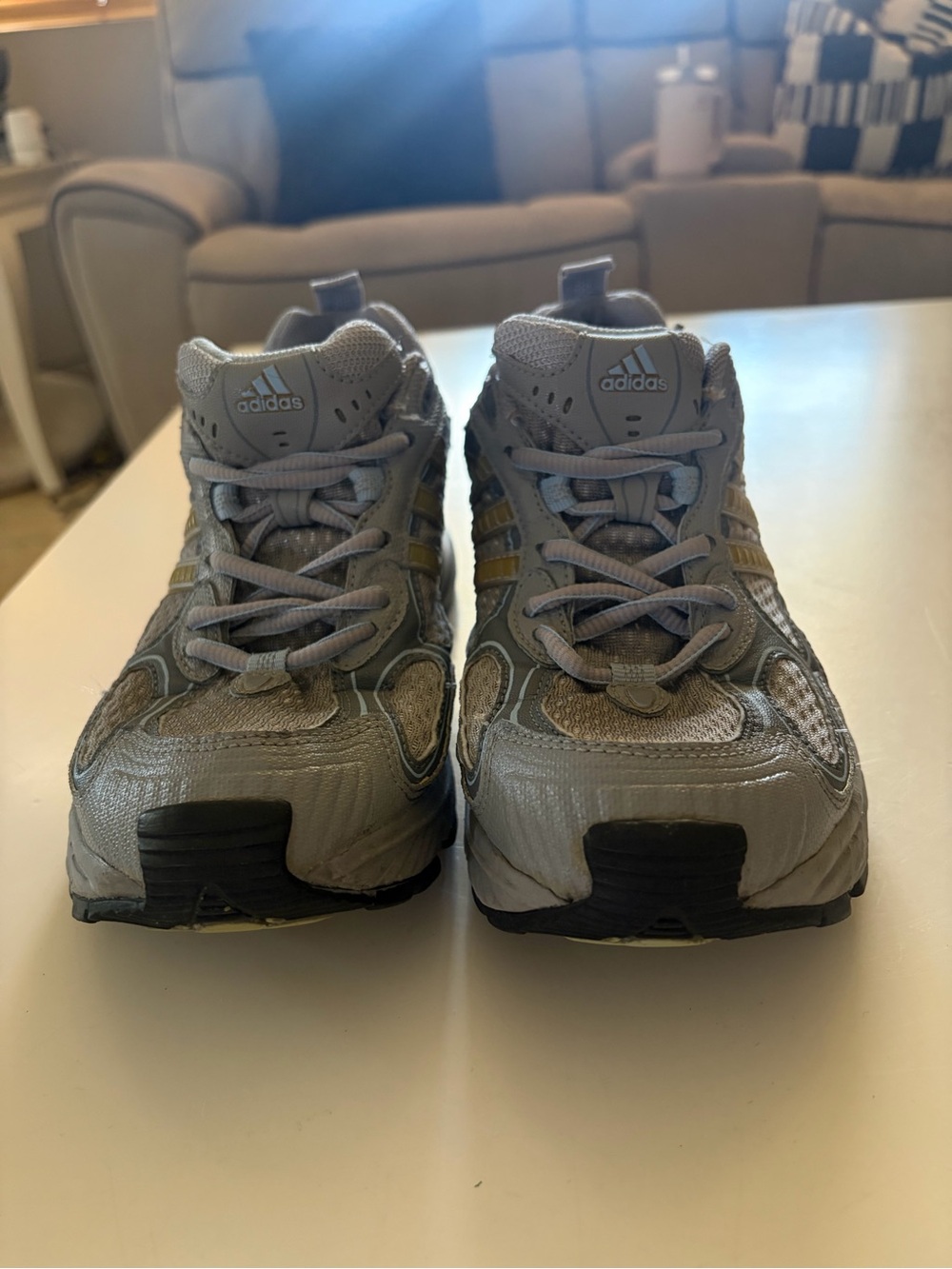 adidas women's running shoes Gray and Black and green Athletic Sneakers